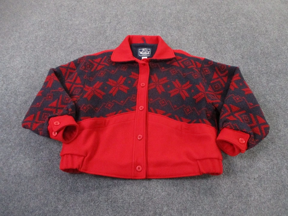 Vintage Woolrich Jacket Women L 80s Snowflake Wool Barn Coat Work Outdoor Heavy - Image 1 of 4
