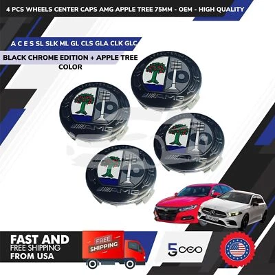 MERCEDES AMG 4 PIEZAS RUEDAS TAPAS CENTRALES AMG MERCEDES BENZ APPLE TREE 75MM - OEM Foto 1 de 4