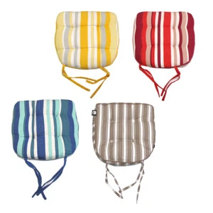Set of 4 Bright Stripes Cotton Chair Pads Assorted Pattern - Picture 1 of 2