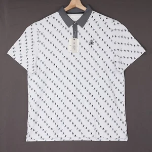 Original Penguin Mens Polo Shirt All Over Print Golfing Penguin White Size NWT - Picture 1 of 12