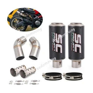 For Ducati Monster 696 795 796 1100 Exhaust System Carbon Muffler Mid Link Pipe - Picture 1 of 15