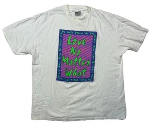 Vintage Love No Matter What T Shirt Oneita XXL White 90s Single Stitch Peace - Picture 1 of 23