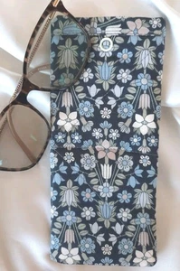 Flower Show Glasses Case Soft Padded Fabric Travel Pouch Handmade Quilted Snap  - Bild 1 von 4