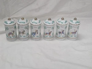 6 Stück Lenox Gewürz Karussell Gläser Porzellan grün Set 1993 Petersilie Thymian Pfeffer - Bild 1 von 12