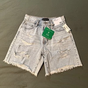 New Aero 90’s Baggy Jean Shorts Hemp Denim Size 00 Distressed $58 Aeropostale - Picture 1 of 14