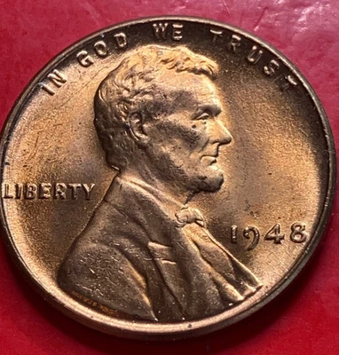 1948-P Lincoln Wheat Cent Penny GEM RD BU From an Original Bank Roll - Image 1 of 4