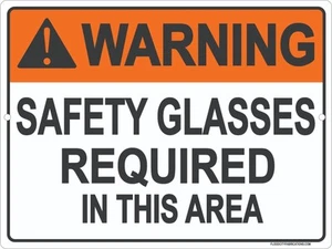Gafas de seguridad de advertencia requeridas en esta área letrero metal 9x12 hechas en EE. UU. - Imagen 1 de 3