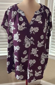 Camicetta Papermoon Reece materiale misto 3X punto fisso colore vino floreale - Foto 1 di 7