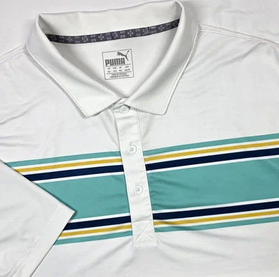 Puma Performance Golf Polo Montauk White Turquoise Short Sleeve Shirt Men 3XL - Image 1 of 4