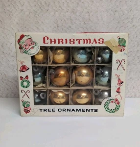 12 Vintage Weihnachten Quecksilber Glas kleine Ornamente halb glänzend hell Vintage Box - Bild 1 von 11