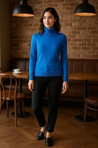 PENDLETON Rollkragenpullover 100% Merinowolle Blau Damen Größe Sp - Bild 1 von 23