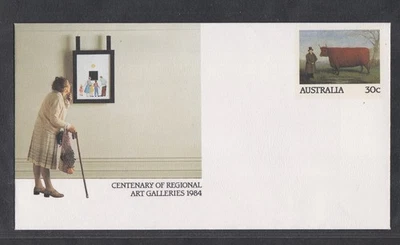 AUSTRALIA 1984 POSTAL STATIONARY ENVELOPE 100th ANNIV OF ART GALLERIES + CACHET - Image 1 of 2