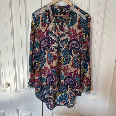 Roar 多色佩斯利衬衫,尺寸 L — 第 1/4 张图片