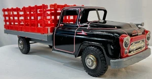 Vintage 50's Marx Lumar Pressed Steel Lithographed Tin Stake Body Truck,19 1/2" - Picture 1 of 14
