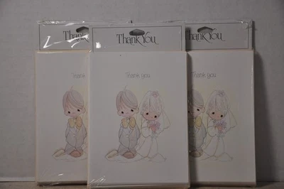 Lot (3) New Packages of Vintage Precious Moments Wedding Thank You Notes, 8 card - Image 1 of 3