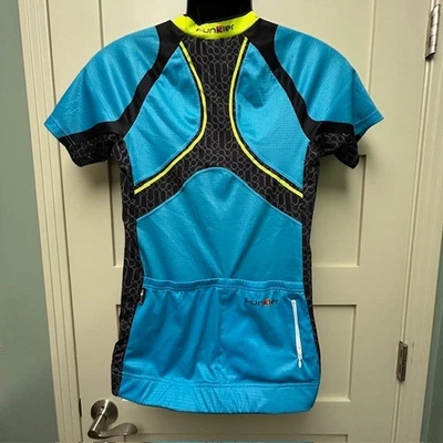 Camiseta deportiva de ciclismo Funkier con cremallera completa con bolsillo trasero con cremallera - azul/negro - talla grande Foto 1 de 4