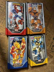 Spider-man Wolverine Human Torch Thing Super Tech Heroes 2004 mega bloques 4 juegos - Imagen 1 de 1