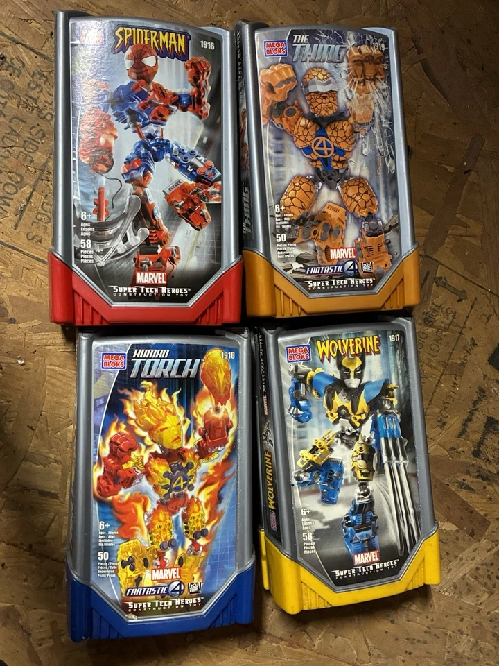 Spider-man Wolverine Human Torch Thing Super Tech Heroes 2004 mega bloques 4 juegos Foto 1 de 1