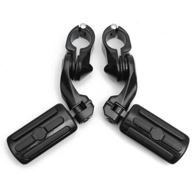 Motorcycle Highway Foot Pegs Pedals 1-1/4" Crash Bar For Harley Davidson Black T - Image 1 of 4