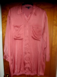 PRIMARK PEACH LONG SLEEVE COLLAR TUNIC BLOUSE SIZE 20 - Picture 1 of 2