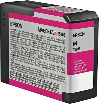 New In Sealed Box Genuine Epson Pro 3800 3880 Magenta 80ml K3 Ink T5803 Expired - Image 1 of 2