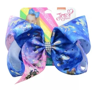 Jojo 8" Bow Blue & Pink with Holographic Unicorns - Picture 1 of 3