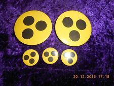 5 x Blinden Button - 2 x 5,9 cm und 3 x 2,5 cm Durchmesser zum Anstecken - TOP