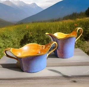 ALEMANIA Juego de té azucarero y crema con borde dorado periwinkle festoneado LUSTREWARE  - Imagen 1 de 13