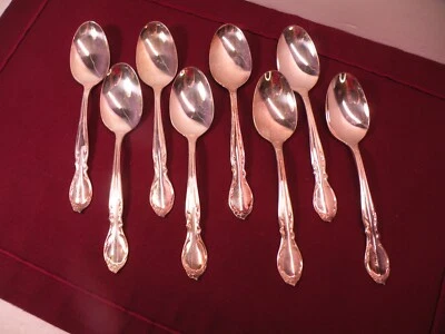Набор из 8 чайных ложек посеребренные ROGERS INTERNATIONAL MOONLIGHT 6 дюймов - Изображение 1 из 4