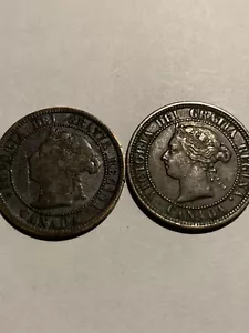 1881 H Canada Large Cent Queen Victoria Penny You Get Both Coins - Picture 1 of 6