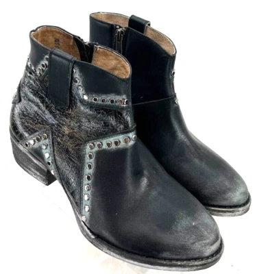 Corral Boots Circle G Star Black Leather Zip-Up Ankle Boot Shoes Women's US 8.5 - Imagem 1 de 4