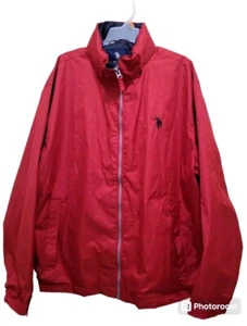 U.S. Polo Assn Mens XXL Jacket Red Hooded Drawcord Full Zip Pockets Logo Lined - Bild 1 von 12