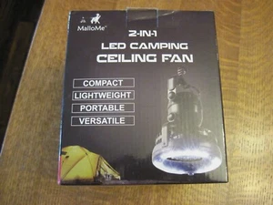 MalloMe batteriebetriebener Hängeventilator mit schwenkbarem LED-Licht für Camping - Bild 1 von 9