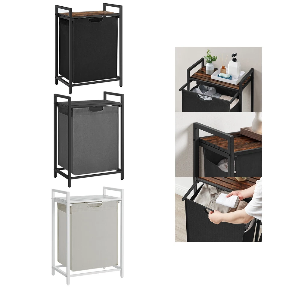 VASAGLE Wäschekorb mit Ablage Wäschesack abnehmbar Metallrahmen 65 L - Bild 1 von 1