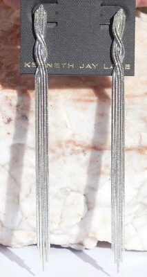 PENDIENTES KENNETH JAY LANE KJL Chapados en Rodio PLATA Cascada NUEVOS Foto 1 de 4