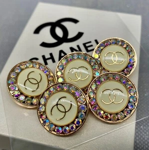 Set 5 Knöpfe Chanel CC Ersatzknöpfe Ø 20 mm Metall Knöpfe Knopf Logo Gestempelt - Bild 1 von 6