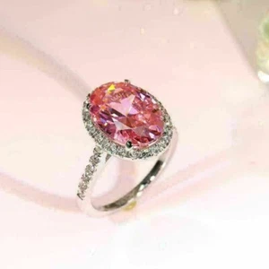 Natürlicher Padparadscha Saphir 14 K Weißgold Handarbeit Ring Geschenk für kostenlosen Versand - Bild 1 von 4
