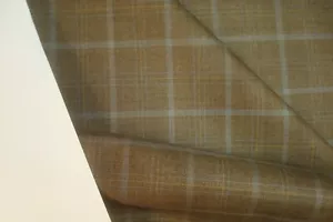 2.58 yds UK Wool Fabric Luxury Super 140s Suiting 9.5 oz Brown Plaid 93" BTP - Picture 1 of 3