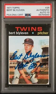 1971 Topps 26 Bert Blyleven Signed Rookie Card PSA RC Auto 10 Twins HOF Inscr - Picture 1 of 4