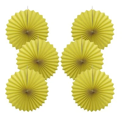 Decoraciones de fiesta amarillas 16" abanicos de papel a granel limón aniversario fiesta conjunto hágalo usted mismo Foto 1 de 4