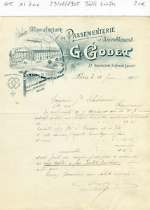 Paris XI ème 77 Boulevard Richard Lenoir - Belle Entête d'une Manufacture - 1905 - Picture 1 of 1