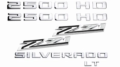 Kit de 6x emblema de puerta Silverado 2500HD 2019-22 plateado negro Z71 LT insignia Foto 1 de 4