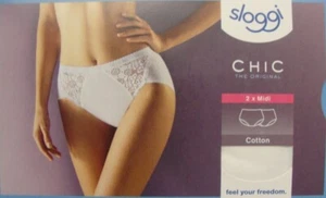 SLOGGI SLIP MUTANDA DONNA PIZZO COTONE - CHIC MIDI - bianco nero Singolo Doppio - Foto 1 di 6