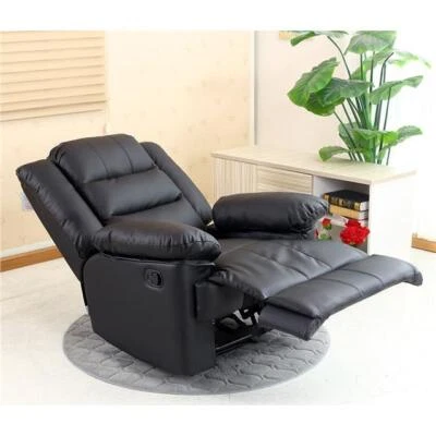 UK LEISURE WORLD RECLINER LAZY BOY BLACK SOFA SUITES SETTEE ONE 1 SINGLE ARMCHAIR FAUX LEATHER