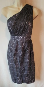 Shoshanna One-Shoulder Cocktail Dress – Size 2 – Dark Gray with Lavender Lace - Picture 1 of 5