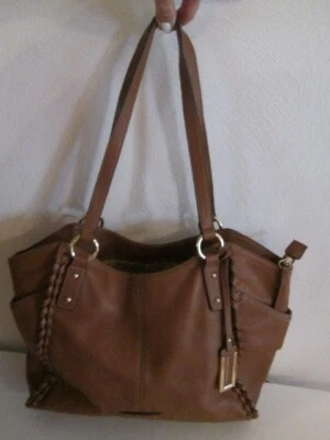 Franco Sarto Brown Leather Tote Bag Double Handle Zip Top - Image 1 of 4