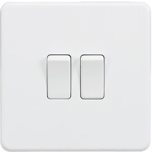 Screwless 10A 2G 2 way switch light switch - Matt white - Picture 1 of 1