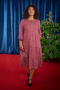 Seasalt Women's Dress - red Coastal Flower Midi Dress - Petite - Woodland Ditsy - Picture 1 of 5