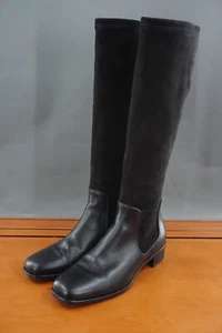 Aquatalia Lina  Womens 6.5 Shoes Black Suede Leather Pull On Zip Knee High Boots - Picture 1 of 13