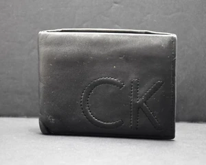 CALVIN KLEIN  Mens Wallet Embossed CK Leather Wallet Bifold Black - Picture 1 of 7